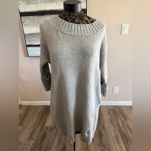 Free People Light Grey Oversized Knit Sweater Tunic Dress F901X050 Womens Small